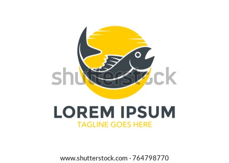 unique fishing related logo. simple. memorable. vector. editable
