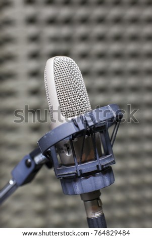 radio microphone  in the recording Studio close-up