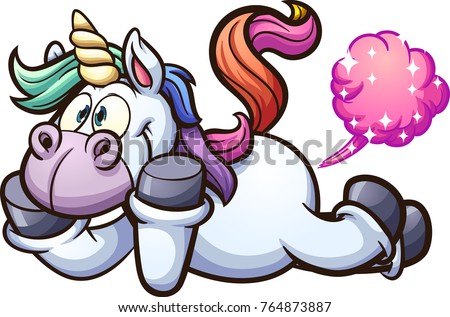 Farting cartoon unicorn. Vector clip art illustration with simple gradients. All in a single layer. 
