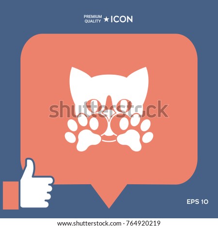 Cute Cat, paws - logo, symbol, protect sign