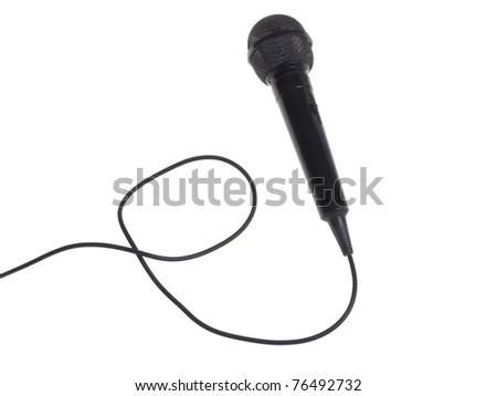 Microphone  with cord isolated on white background