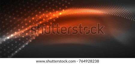Smooth smoke particle wave, big data techno background with glowing dots, hi-tech concept