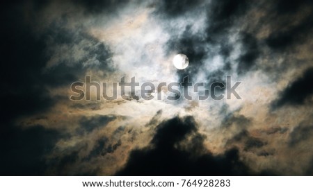 nightmare sky the moon , grain texture, silhouette