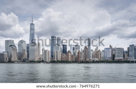 New york city skyline - Manhattan with blue sky and clouds 
