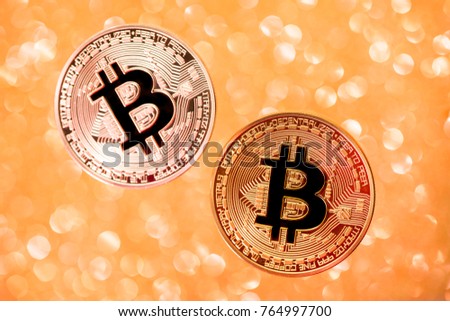 Bitcoin. Cryptocurrency . Gold coin bitcoin on a golden shiny background. virtual money concept