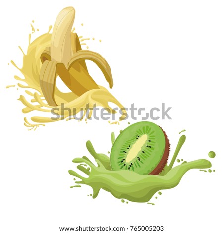 Kiwi and banana fruit splash