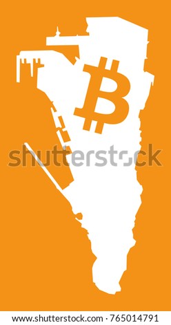 Gibraltar map with bitcoin crypto currency symbol illustration