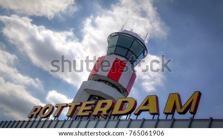 Overview of Rotterdam Airport in the Netherlands Royalty-Free Stock Photo #765061906