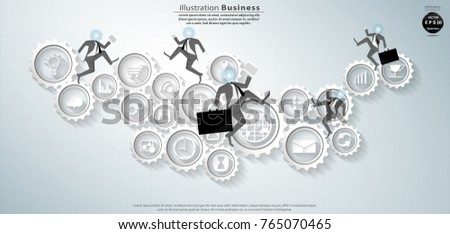 Businessman Run -  Icon  business and  Cog - Modern design Idea and Concept Vector illustration  Infographic template.