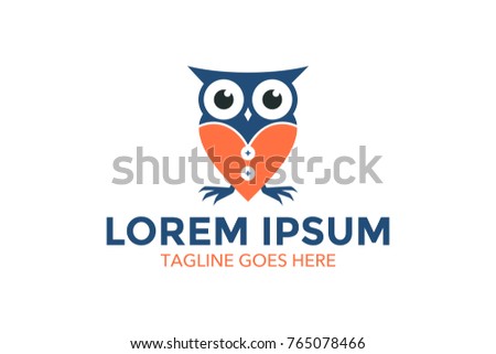 unique owl logo with simple shape and color. vector. editable