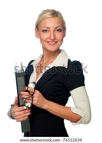 woman manager in the glasses with a folder for documents