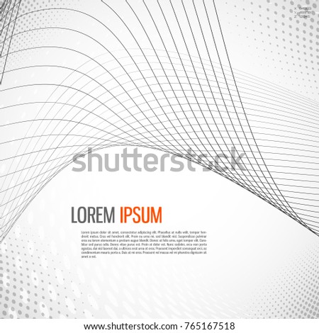 Tech background with abstract wave line. Vector illustration.