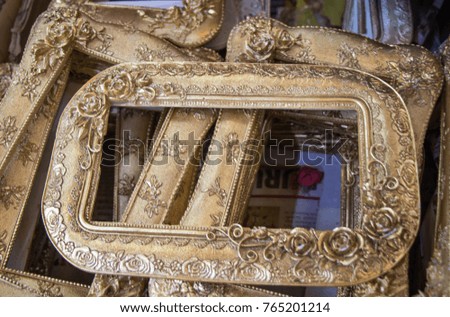 Photo frame made of wooden material in view