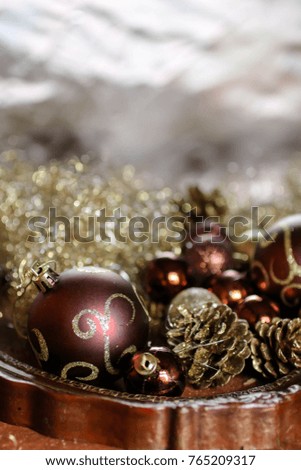 Christmas balls in shiny tinsel