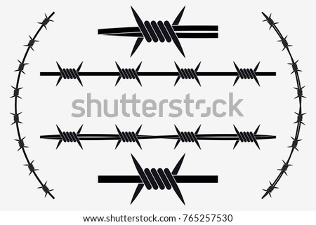 Vector Seamless Silhouette of Barbed Wire. Types and Different Variants Royalty-Free Stock Photo #765257530
