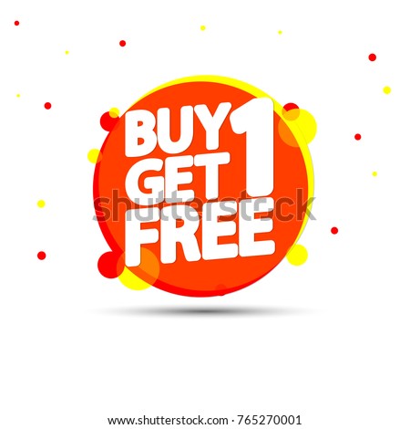 Buy 1 Get 1 Free, sale tag, banner design template, app icon, vector illustration Royalty-Free Stock Photo #765270001