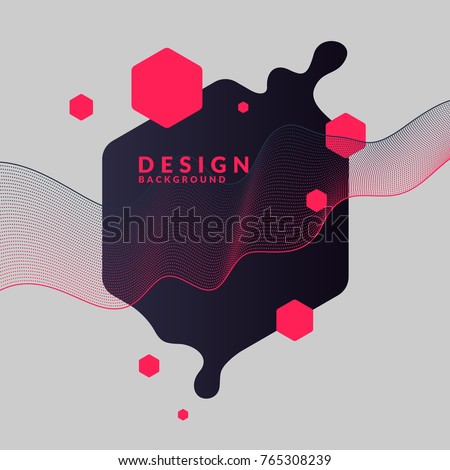 Trendy abstract background. Composition of geometric shapes and splash. Vector illustration