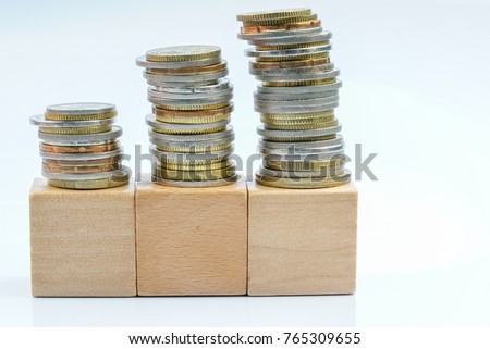 Coins and wooden with tax GST.