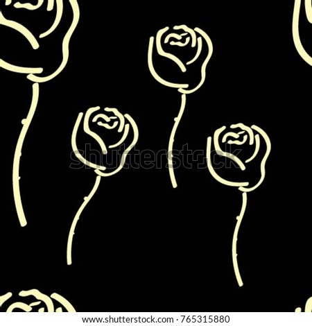Graphic rose pattern illustration on black background wallpaper, textile, fabric