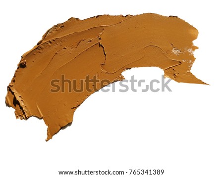 Cosmetic concealer smear strokes isolated on white background, tone cream smudged Corrector texture. Make Up.