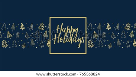 Hand drawn Christmas tree background with message