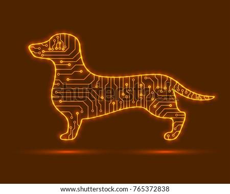 Abstract dog. Electronic technology. Vector dog. Electronic dog Royalty-Free Stock Photo #765372838