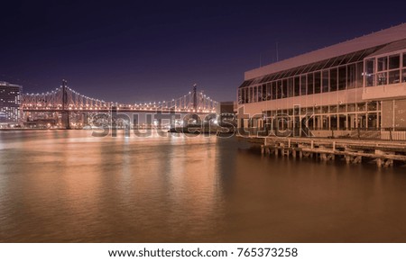 Beautiful view of New York and Bridge at night