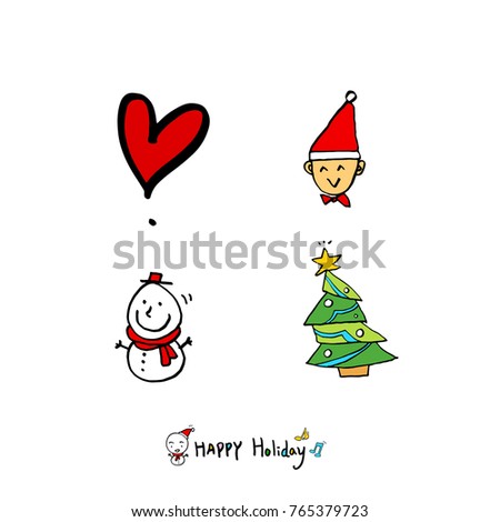 Hand drawn illustration set / Happy Holiday - vector