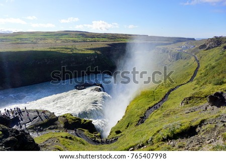 A view of Gullfoss waterfalls, Iceland