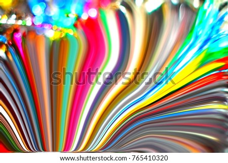 Bright abstract red, pink,  cyan blue background. Fluid flow background. Colorful psychedelic background made of interweaving curved shapes and lights.