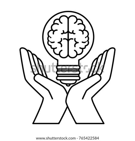 bulb light with brain and hands