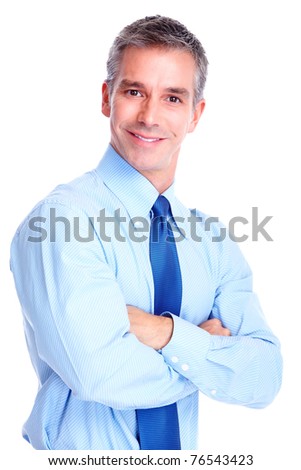 Handsome smiling businessman. Isolated over white background