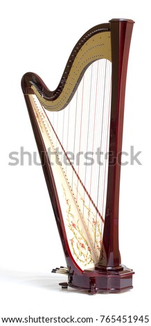 Classical music instrument, pedal harp Royalty-Free Stock Photo #765451945