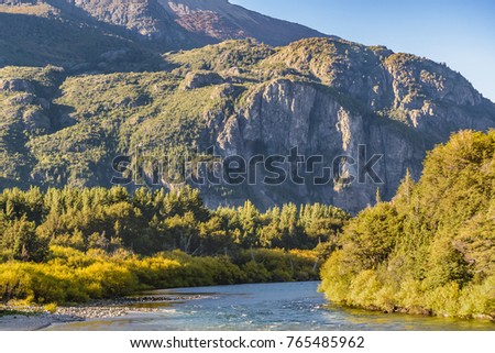 Andes mountains and lake landscape scene at San Carlos de Bariloche, Neuquen province, Argentina