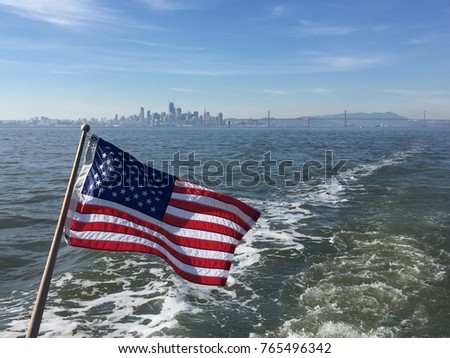American Flag Flying on Boat in San Francisco Bay | 4th of July | Independence Day