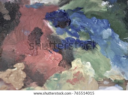 Abstract mixing palette close up blot texture background