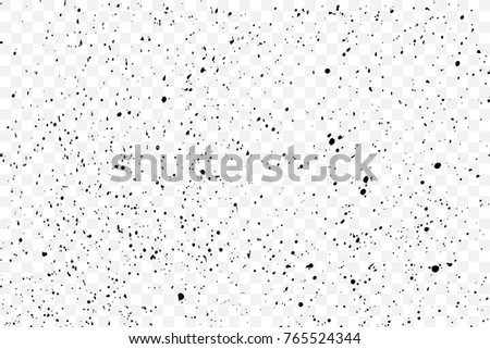Grainy grunge abstract texture on transparent background. Paint spray, drop. Splatter of calligraphy ink in black. Black ink blow explosion on transparent background. 