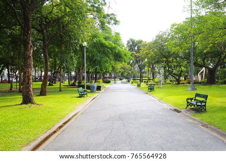 Holidays in Bangkok public park,Family activities,Nature background in Thailand,Shade and tranquility Royalty-Free Stock Photo #765564928