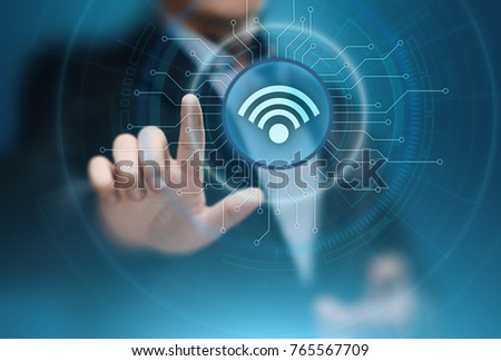 Wi Fi wireless concept. Free WiFi network signal technology internet concept.