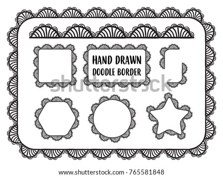 Vector set of hand drawn doodle border

