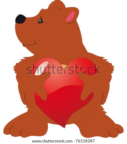 Bear with Heart on a white background. Illustration.