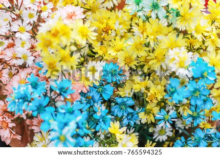 Bouquets of flowers decorated the backdrop of a beautiful wedding natural texture of love.

