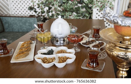 Tea set with sweets