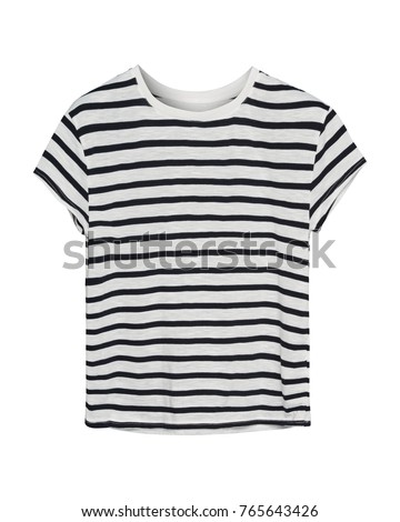 Black and white stripped sailor style t shirt isolated Royalty-Free Stock Photo #765643426