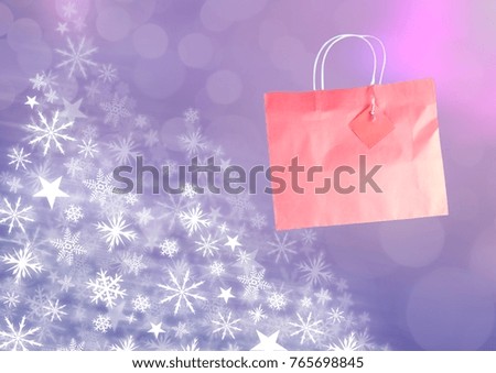 Digital composite of Pink shopping bag and Snowflake Christmas pattern