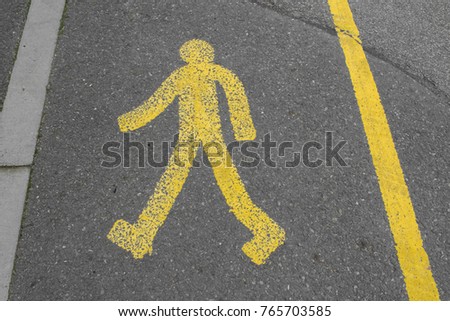 Pedestrian sign on the walk way