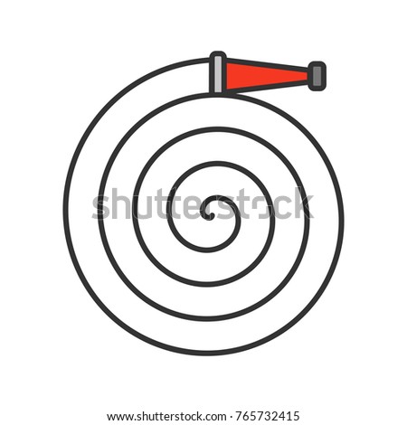 Fire hose color icon. Firefighting equipment. Isolated vector illustration