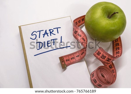 The Notepad with Diet Plan list text. DIET PLAN healthy eating, dieting, slimming and weigh loss concept. Healthy Lifestyle Diet Nutrition Concept
