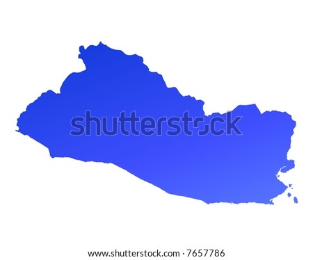 Blue gradient El Salvador map. Detailed, Mercator projection.