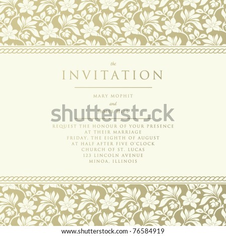 Ornate damask background. Invitation to the wedding or announcements Royalty-Free Stock Photo #76584919